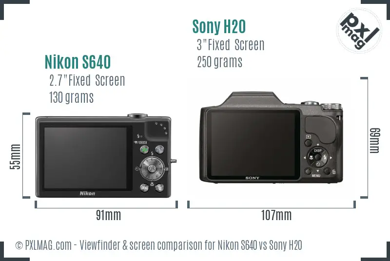 Nikon S640 vs Sony H20 Screen and Viewfinder comparison Nikon S640 vs Sony H20 Screen and Viewfinder comparison