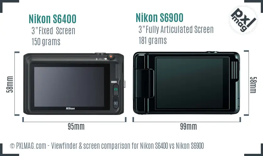 Nikon S6400 vs Nikon S6900 Screen and Viewfinder comparison