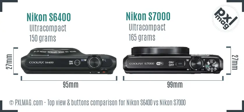 Nikon S6400 vs Nikon S7000 top view buttons comparison