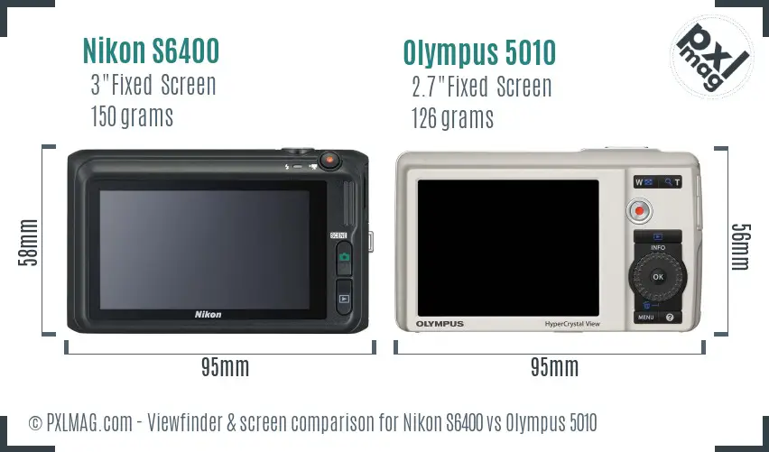 Nikon S6400 vs Olympus 5010 Screen and Viewfinder comparison