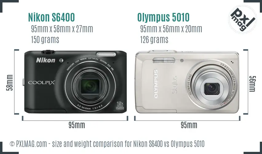 Nikon S6400 vs Olympus 5010 size comparison
