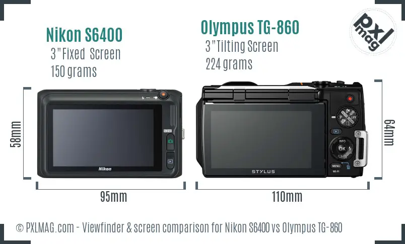 Nikon S6400 vs Olympus TG-860 Screen and Viewfinder comparison