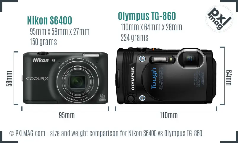 Nikon S6400 vs Olympus TG-860 size comparison