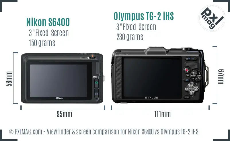 Nikon S6400 vs Olympus TG-2 iHS Screen and Viewfinder comparison