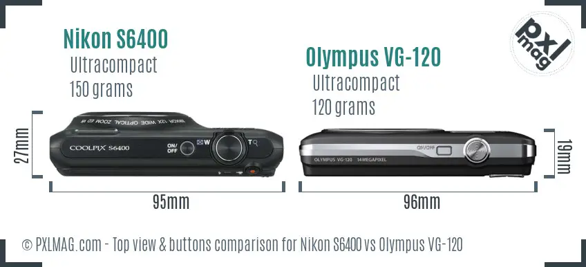 Nikon S6400 vs Olympus VG-120 top view buttons comparison