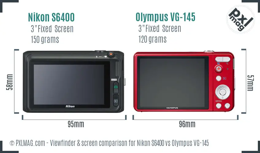 Nikon S6400 vs Olympus VG-145 Screen and Viewfinder comparison