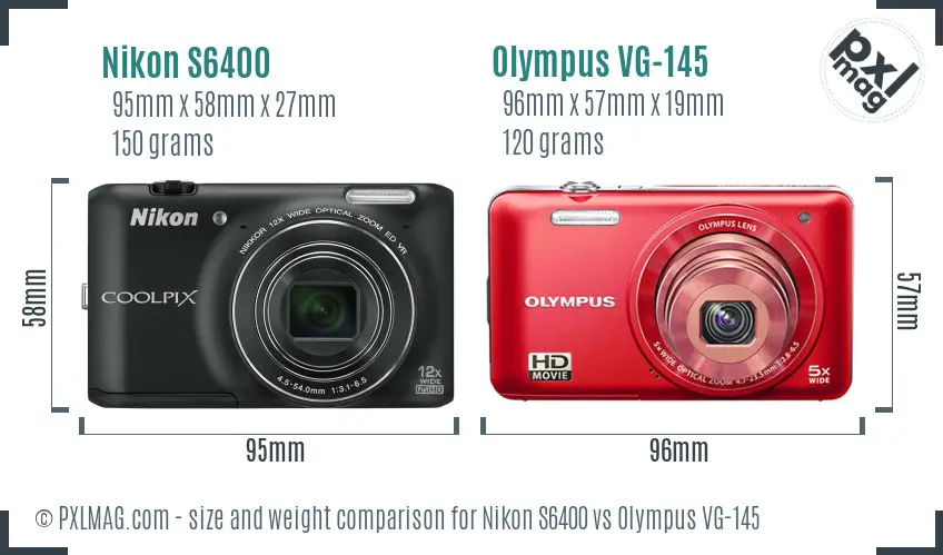 Nikon S6400 vs Olympus VG-145 size comparison