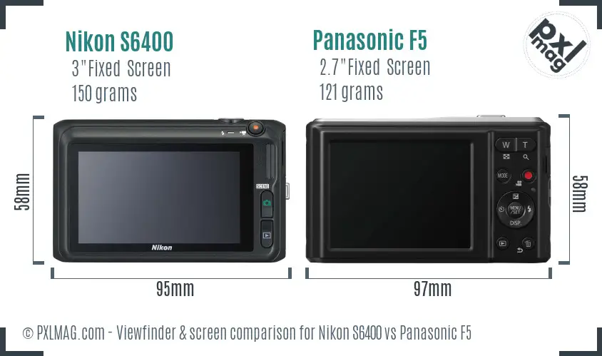 Nikon S6400 vs Panasonic F5 Screen and Viewfinder comparison
