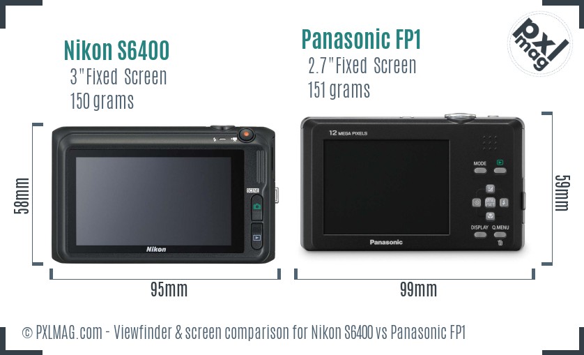 Nikon S6400 vs Panasonic FP1 Screen and Viewfinder comparison