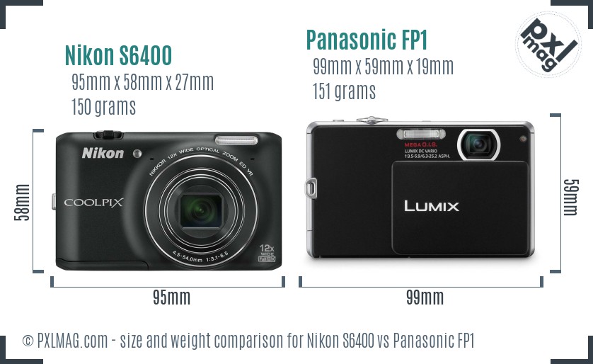 Nikon S6400 vs Panasonic FP1 size comparison Nikon S6400 vs Panasonic FP1 size comparison