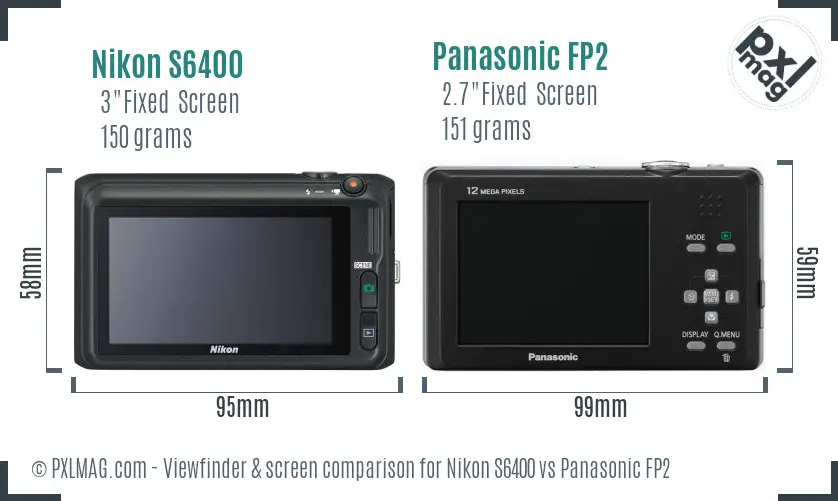 Nikon S6400 vs Panasonic FP2 Screen and Viewfinder comparison