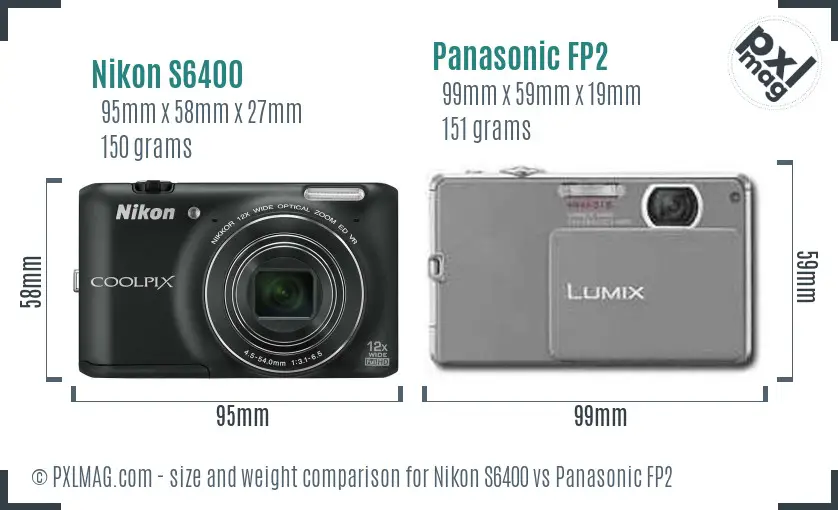 Nikon S6400 vs Panasonic FP2 size comparison