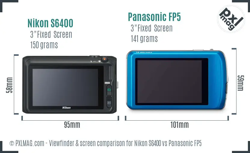 Nikon S6400 vs Panasonic FP5 Screen and Viewfinder comparison