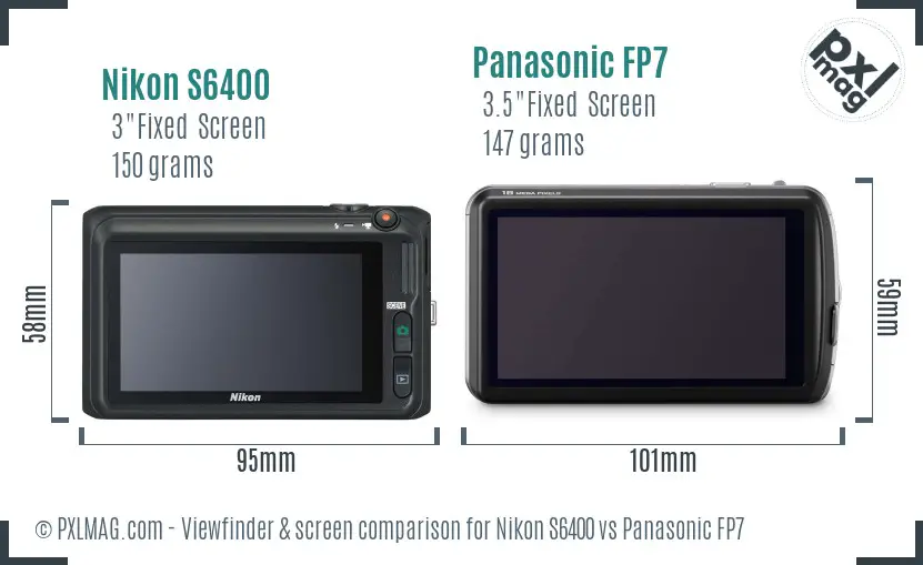Nikon S6400 vs Panasonic FP7 Screen and Viewfinder comparison