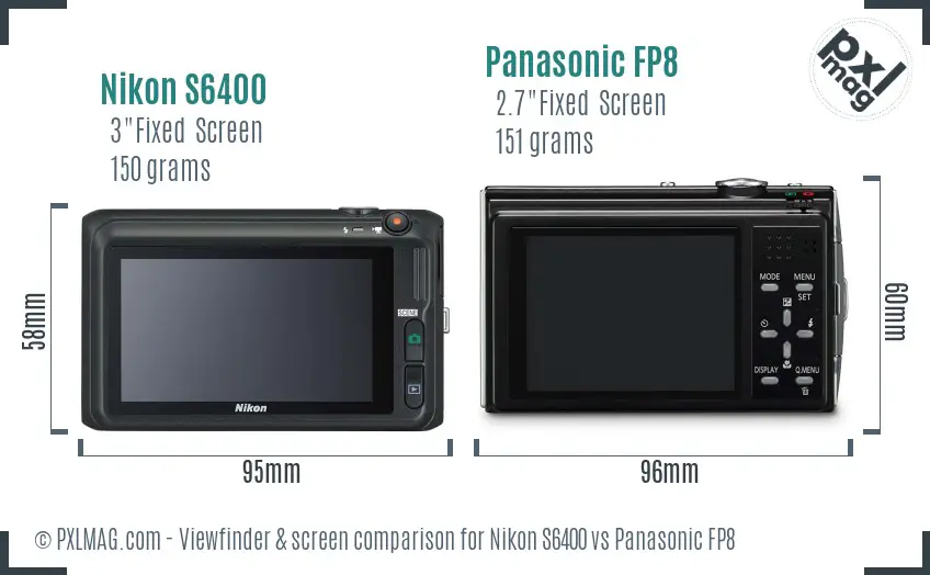 Nikon S6400 vs Panasonic FP8 Screen and Viewfinder comparison