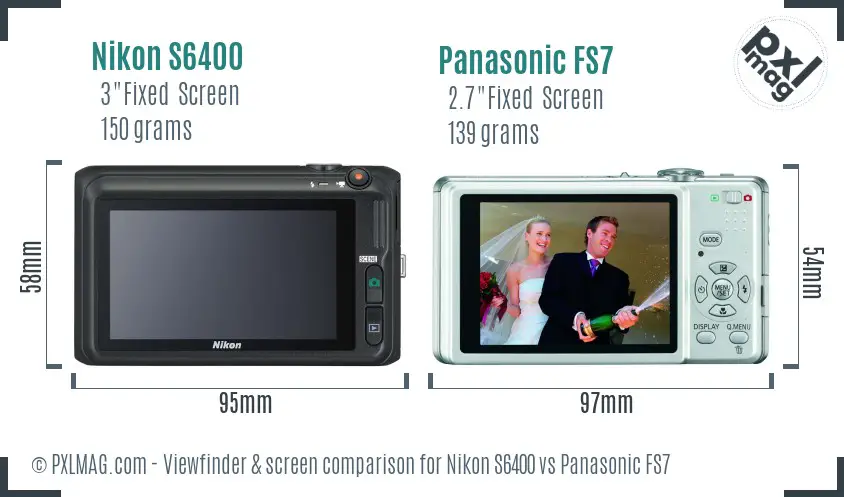 Nikon S6400 vs Panasonic FS7 Screen and Viewfinder comparison