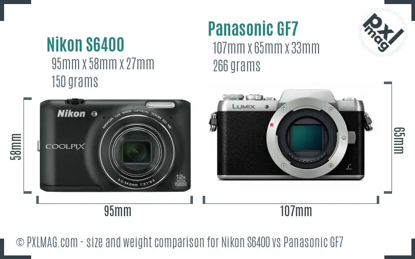 Nikon S6400 vs Panasonic GF7 size comparison