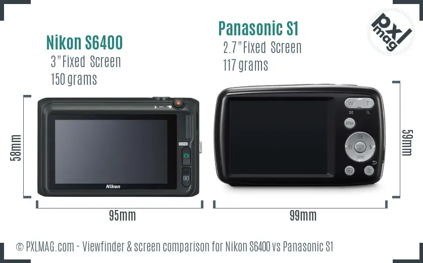 Nikon S6400 vs Panasonic S1 Screen and Viewfinder comparison