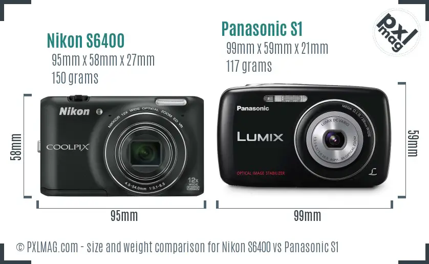 Nikon S6400 vs Panasonic S1 size comparison