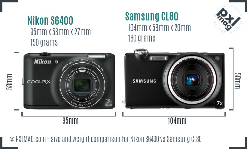 Nikon S6400 vs Samsung CL80 size comparison Nikon S6400 vs Samsung CL80 size comparison