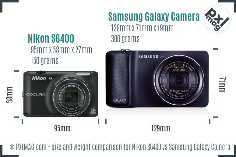 Nikon S6400 vs Samsung Galaxy Camera size comparison