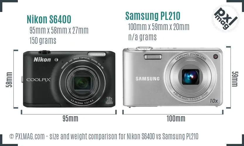 Nikon S6400 vs Samsung PL210 size comparison