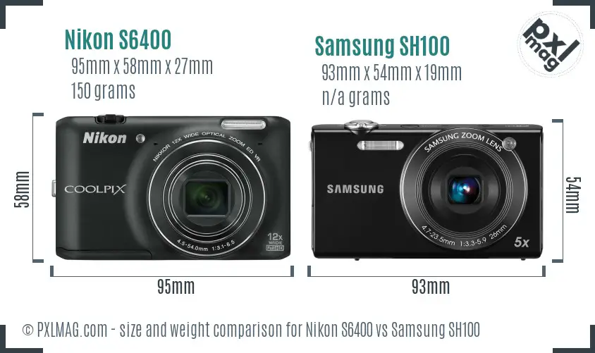 Nikon S6400 vs Samsung SH100 size comparison Nikon S6400 vs Samsung SH100 size comparison