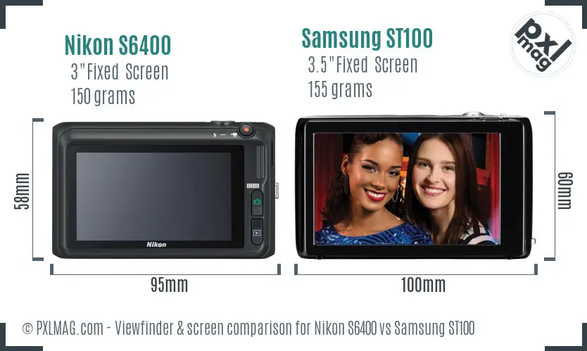 Nikon S6400 vs Samsung ST100 Screen and Viewfinder comparison Nikon S6400 vs Samsung ST100 Screen and Viewfinder comparison