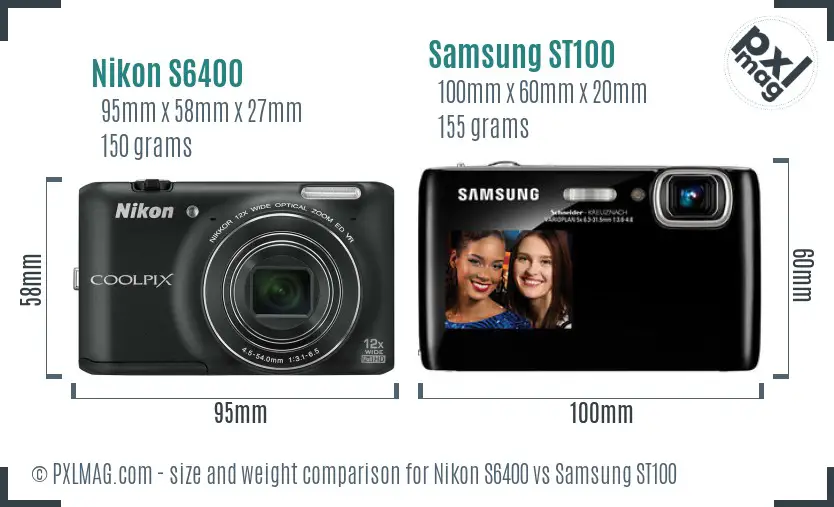 Nikon S6400 vs Samsung ST100 size comparison Nikon S6400 vs Samsung ST100 size comparison