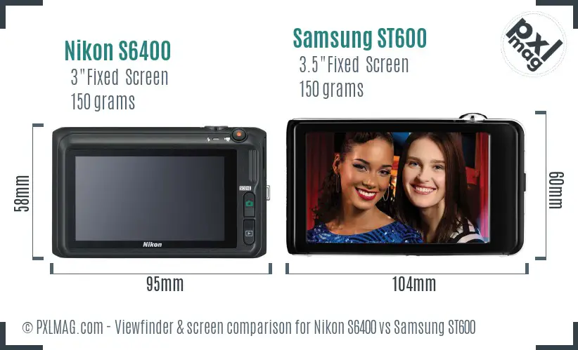 Nikon S6400 vs Samsung ST600 Screen and Viewfinder comparison Nikon S6400 vs Samsung ST600 Screen and Viewfinder comparison
