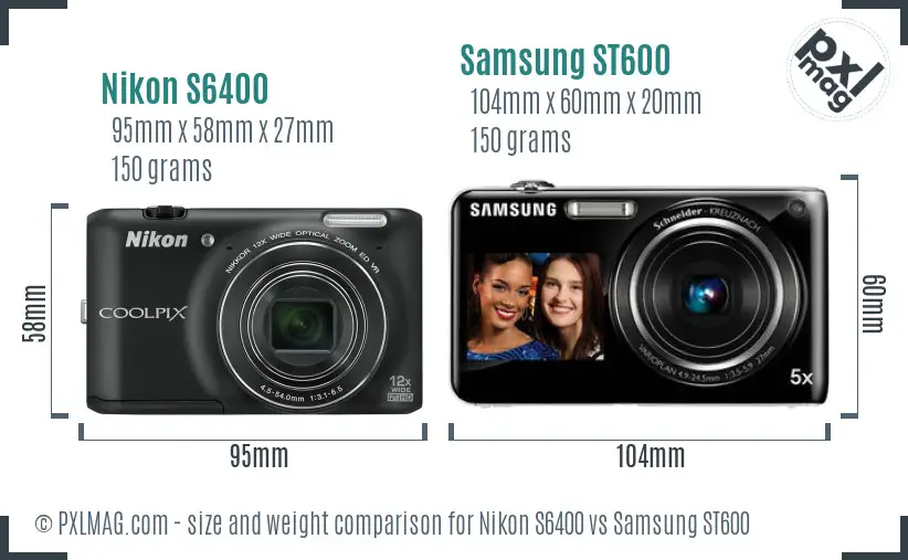 Nikon S6400 vs Samsung ST600 size comparison Nikon S6400 vs Samsung ST600 size comparison