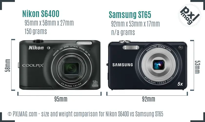 Nikon S6400 vs Samsung ST65 size comparison