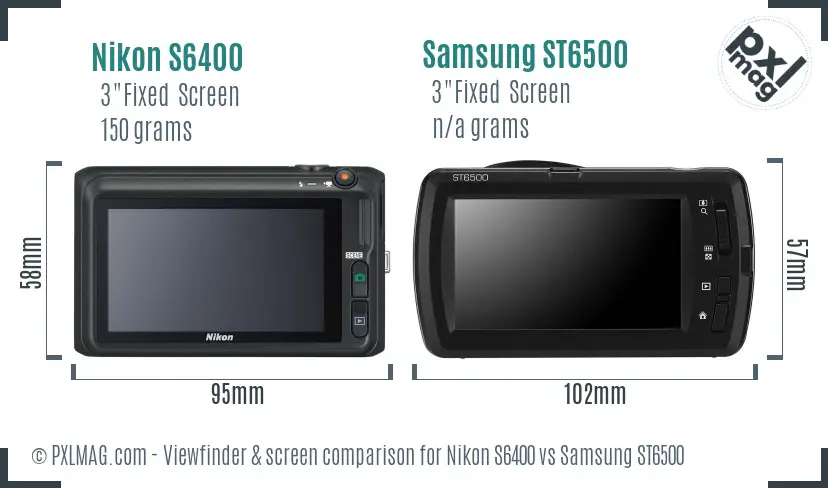Nikon S6400 vs Samsung ST6500 Screen and Viewfinder comparison