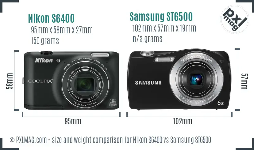 Nikon S6400 vs Samsung ST6500 size comparison