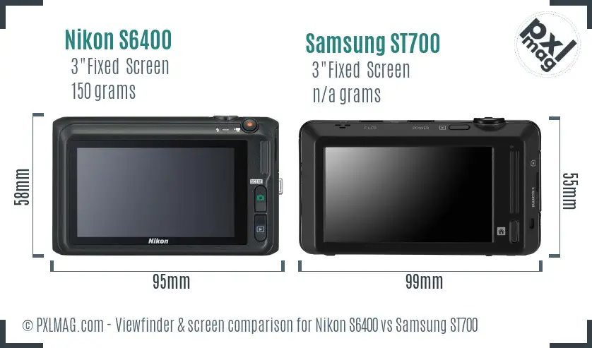 Nikon S6400 vs Samsung ST700 Screen and Viewfinder comparison Nikon S6400 vs Samsung ST700 Screen and Viewfinder comparison