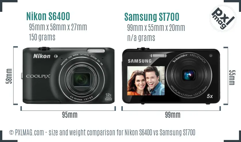 Nikon S6400 vs Samsung ST700 size comparison Nikon S6400 vs Samsung ST700 size comparison