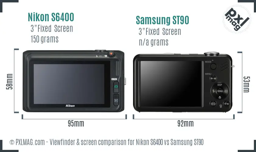 Nikon S6400 vs Samsung ST90 Screen and Viewfinder comparison Nikon S6400 vs Samsung ST90 Screen and Viewfinder comparison