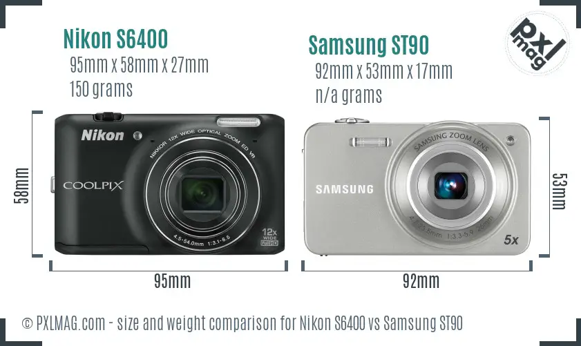 Nikon S6400 vs Samsung ST90 size comparison Nikon S6400 vs Samsung ST90 size comparison