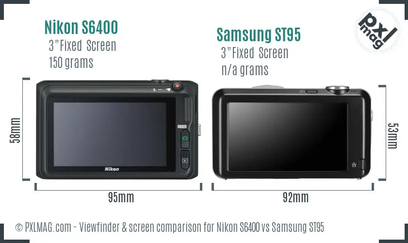 Nikon S6400 vs Samsung ST95 Screen and Viewfinder comparison
