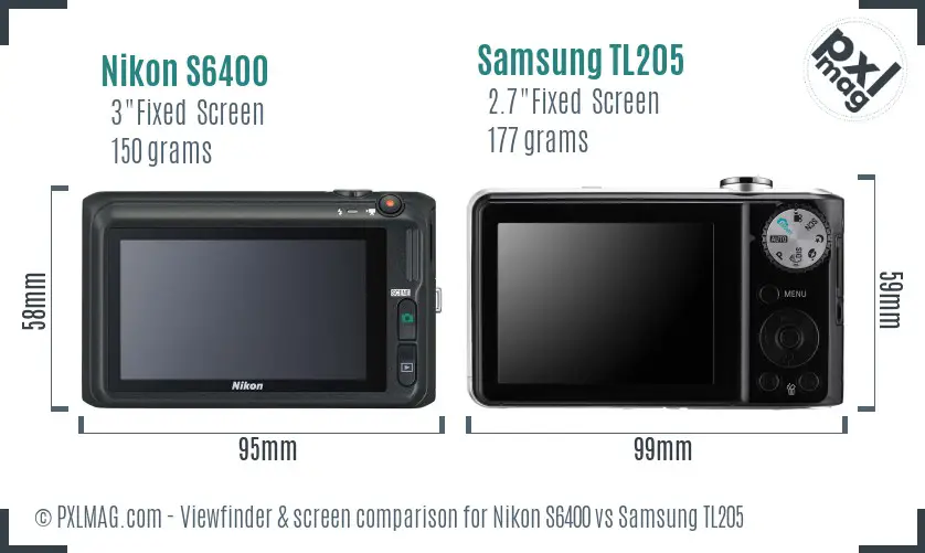 Nikon S6400 vs Samsung TL205 Screen and Viewfinder comparison