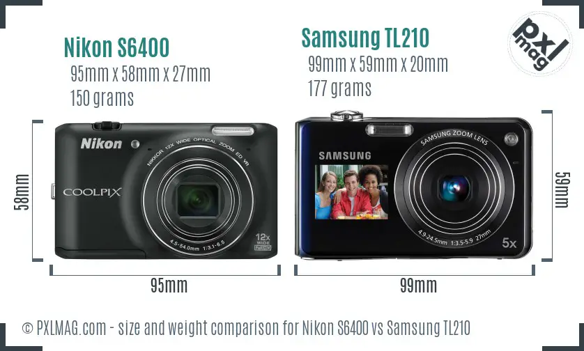Nikon S6400 vs Samsung TL210 size comparison