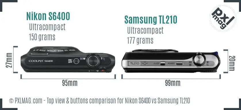 Nikon S6400 vs Samsung TL210 top view buttons comparison