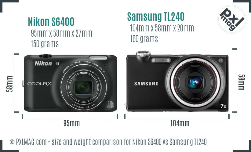 Nikon S6400 vs Samsung TL240 size comparison