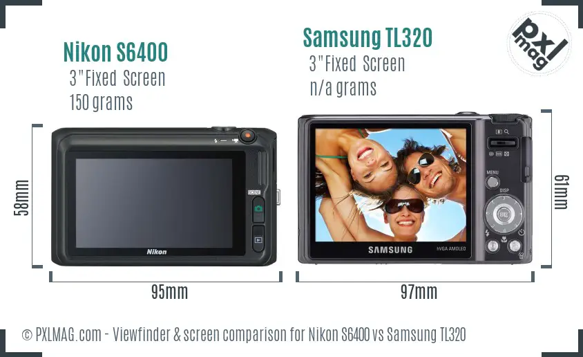 Nikon S6400 vs Samsung TL320 Screen and Viewfinder comparison