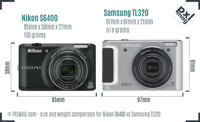 Nikon S6400 vs Samsung TL320 size comparison