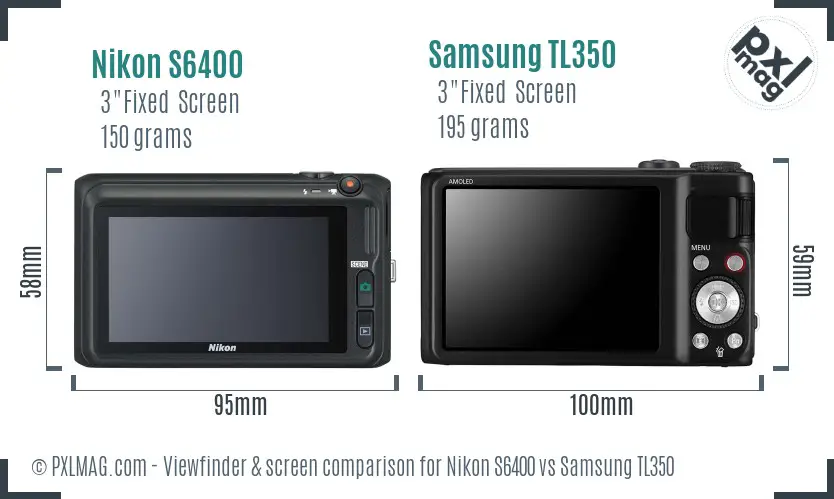 Nikon S6400 vs Samsung TL350 Screen and Viewfinder comparison