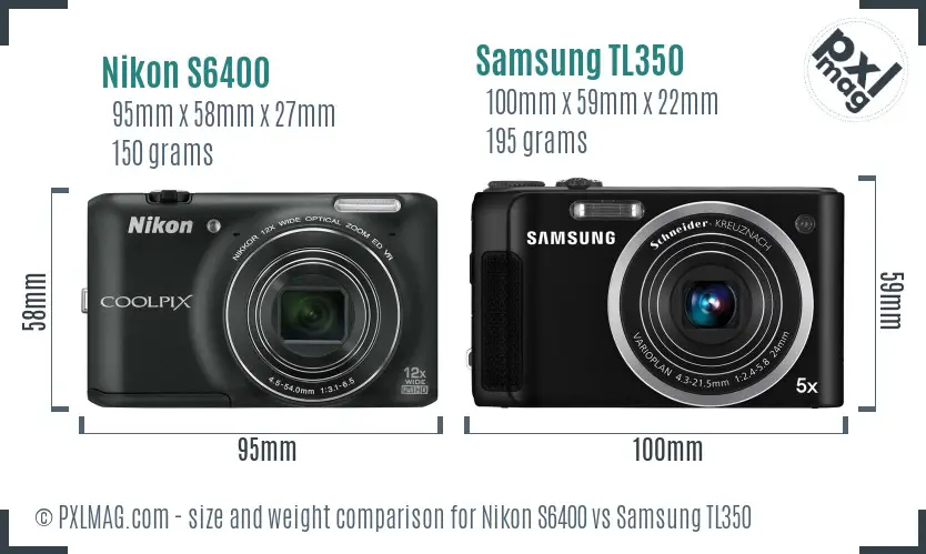 Nikon S6400 vs Samsung TL350 size comparison