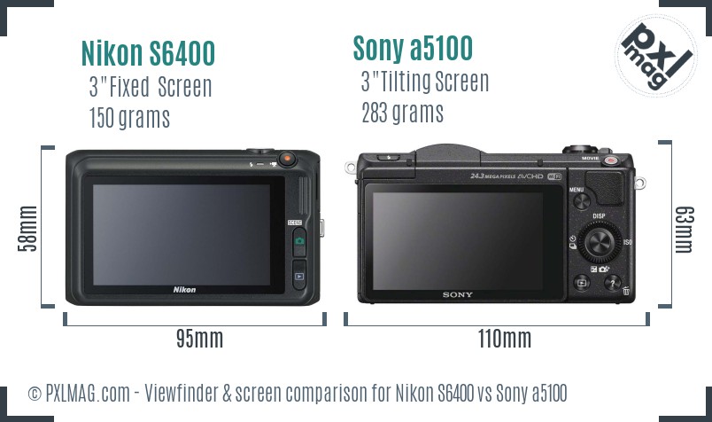 Nikon S6400 vs Sony a5100 Screen and Viewfinder comparison