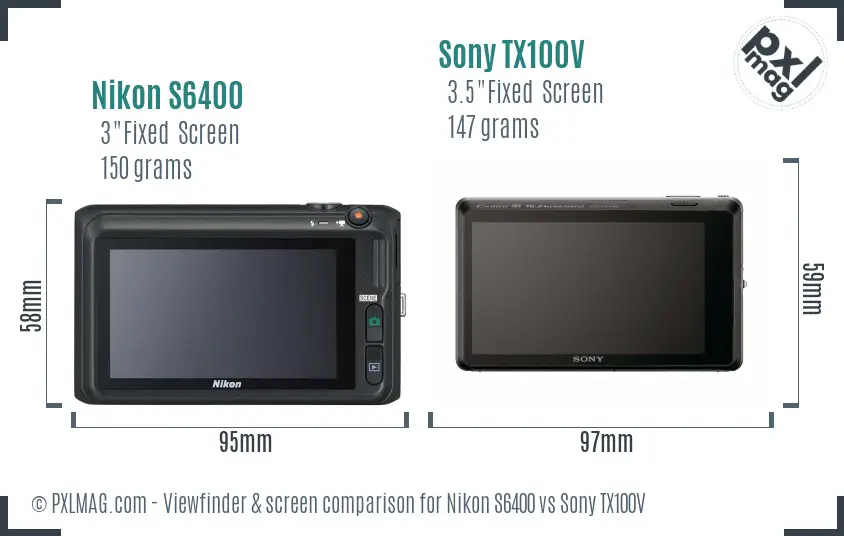 Nikon S6400 vs Sony TX100V Screen and Viewfinder comparison