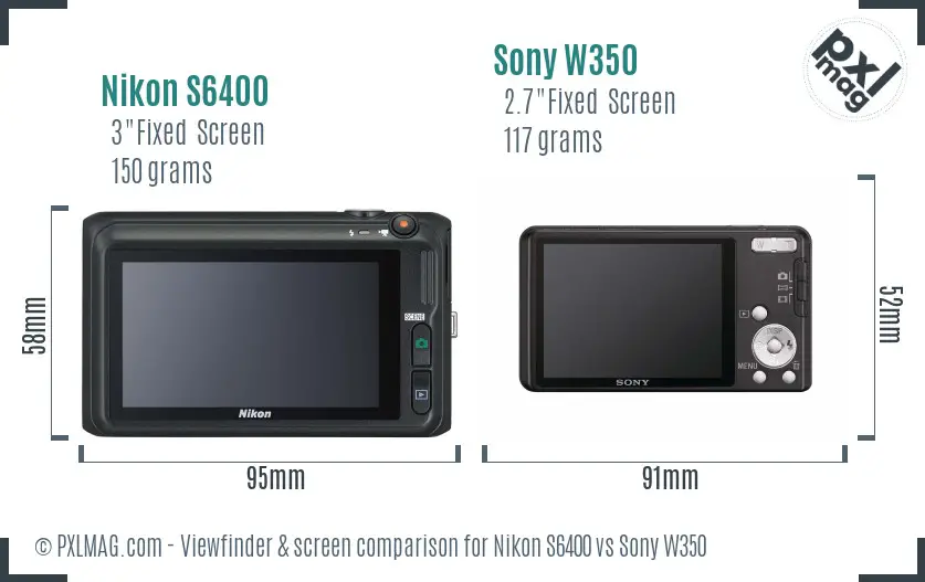 Nikon S6400 vs Sony W350 Screen and Viewfinder comparison Nikon S6400 vs Sony W350 Screen and Viewfinder comparison